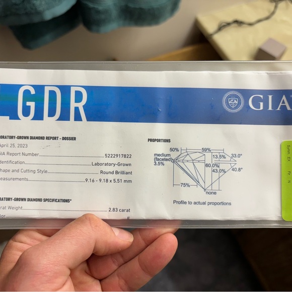 2.8 carat lab grown engagement ring - Picture 3 of 4